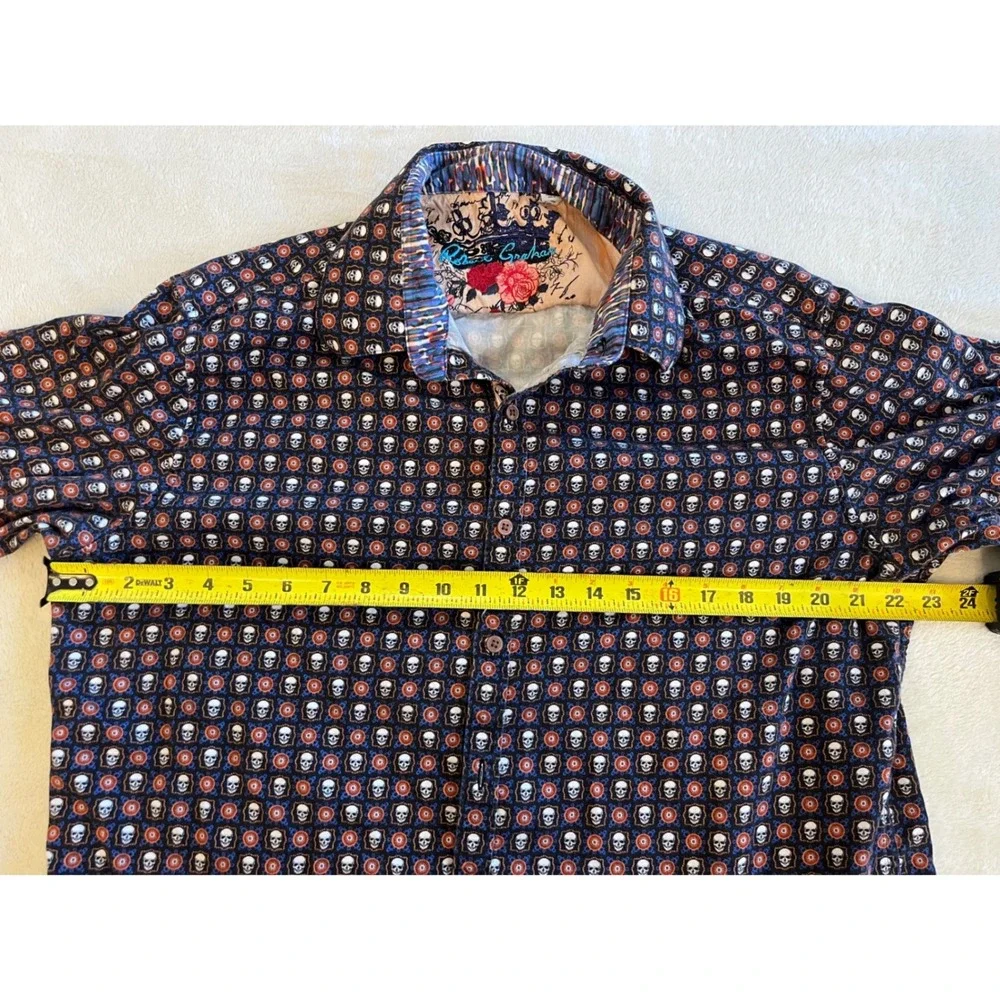 Robert Graham MenXL Macbeth Skull British Flip Cuff Shirt Long Sleeve Embroidery
